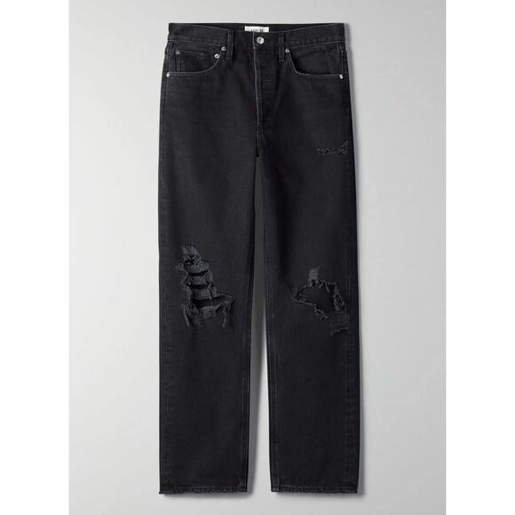 Agolde 90s Loose Fit Jean size 26 Audio Wash Distressed High Rise Straight Jeans - Picture 2 of 12